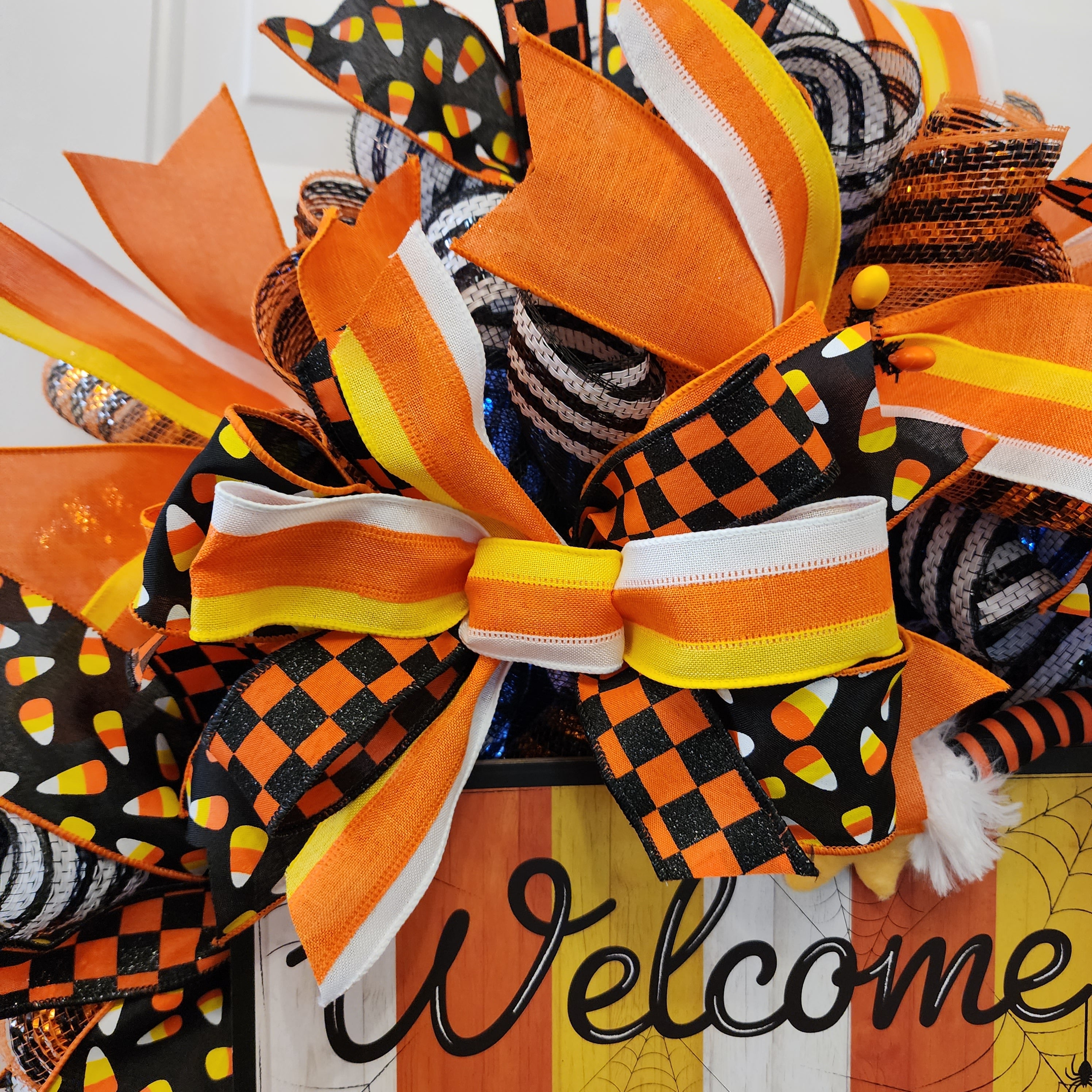 Candy Corn Welcome Halloween Wreath