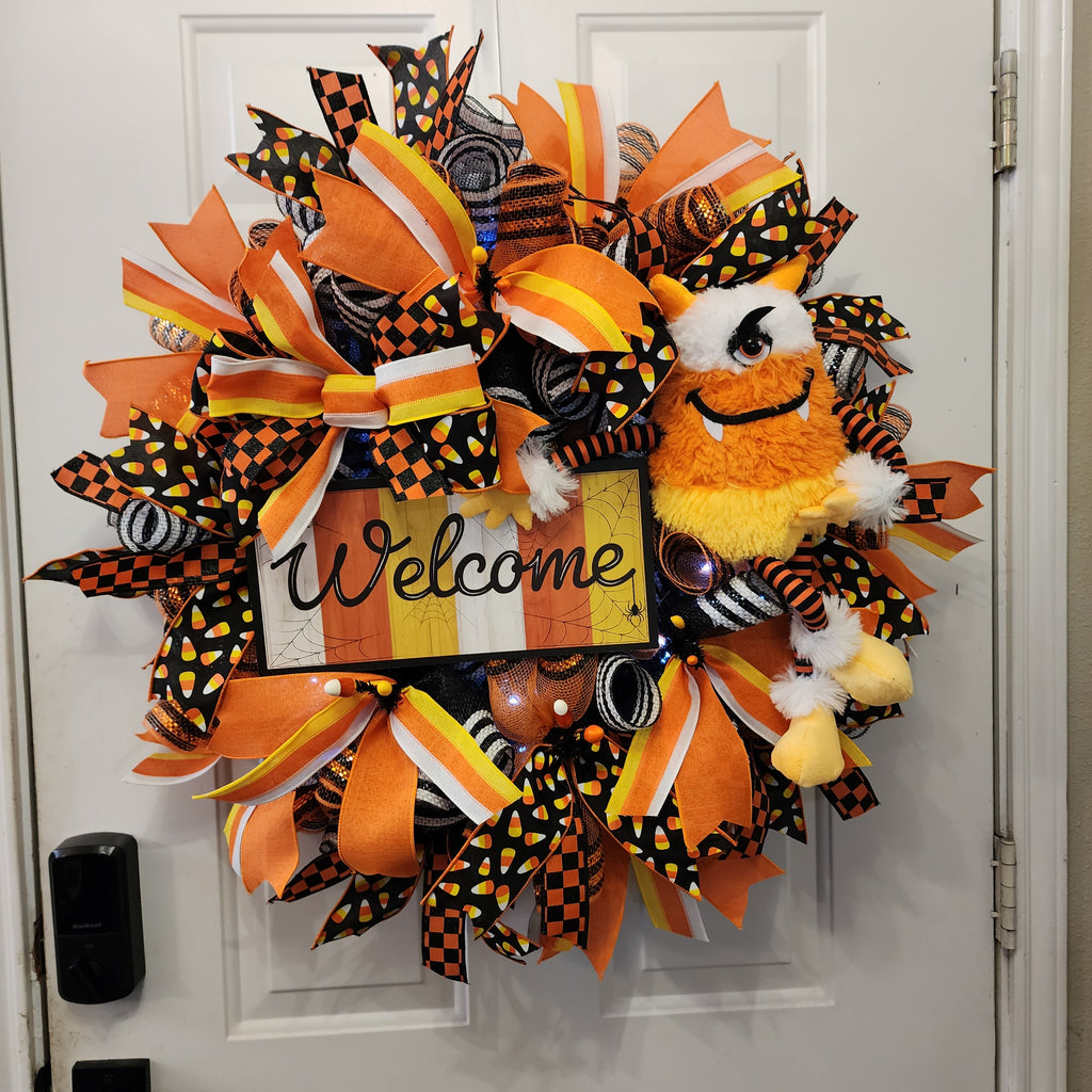 Candy Corn Welcome Halloween Wreath