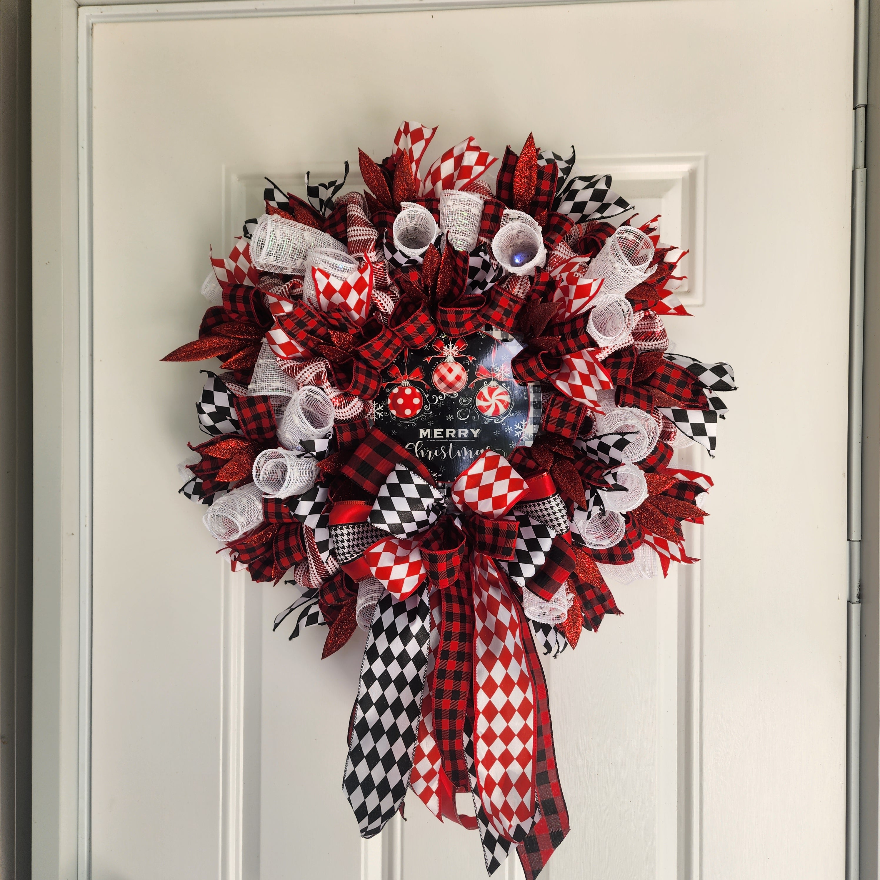 Full view of wreath displayed on front door