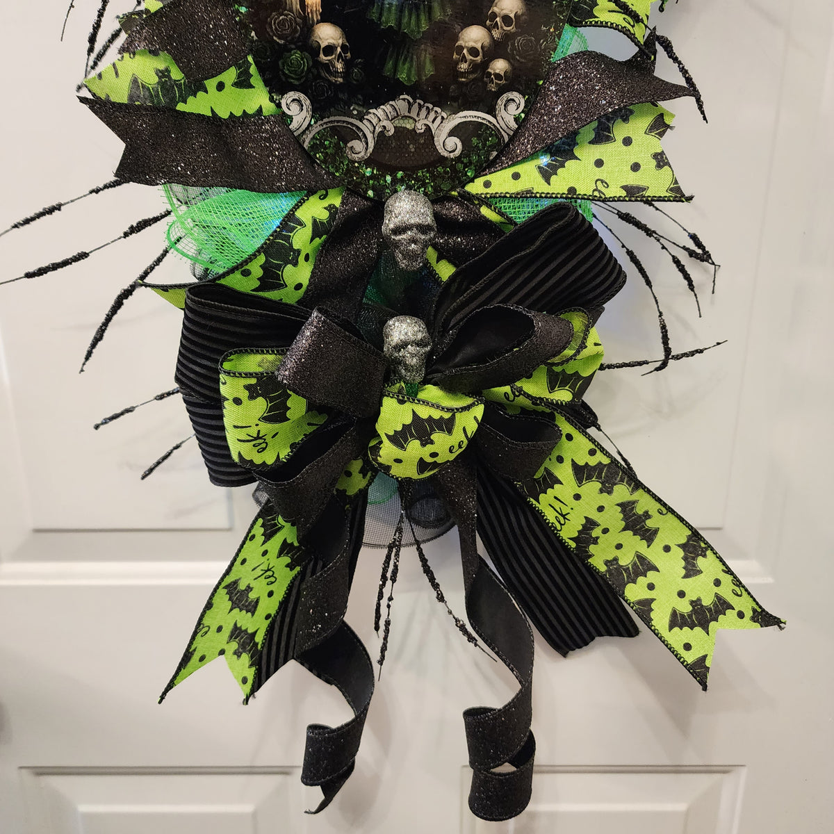 Witch portrait centerpiece with fairy lights