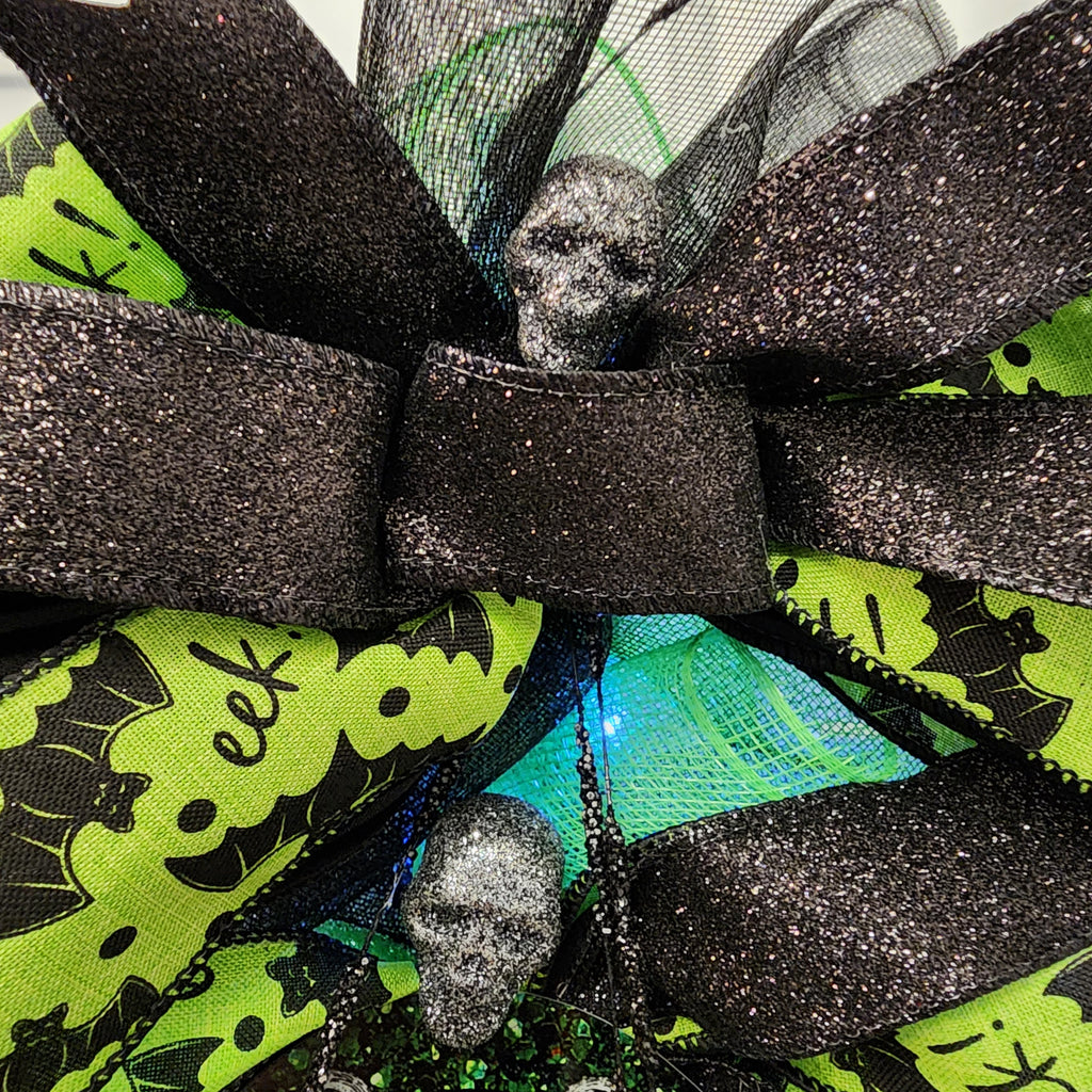 Witch swag detail - ribbon and mesh layers