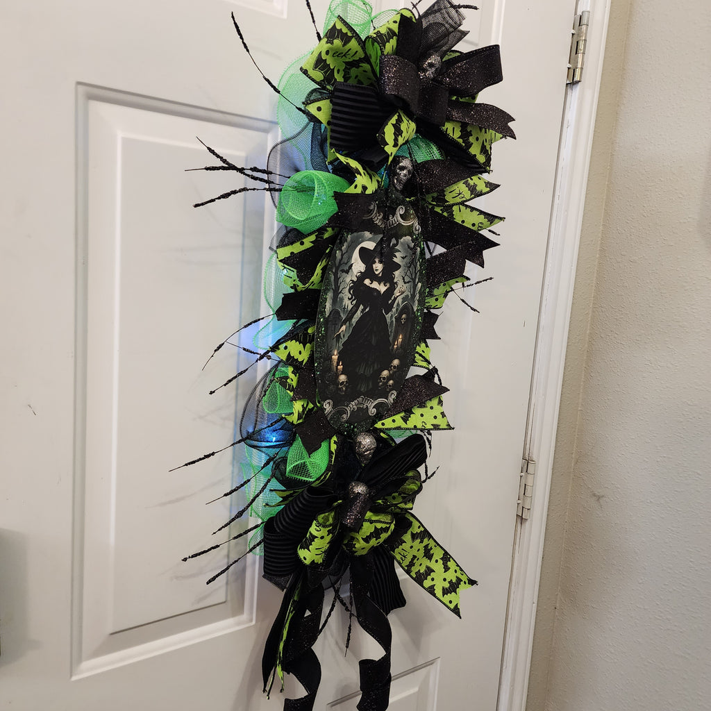 Swag on door - side angle view