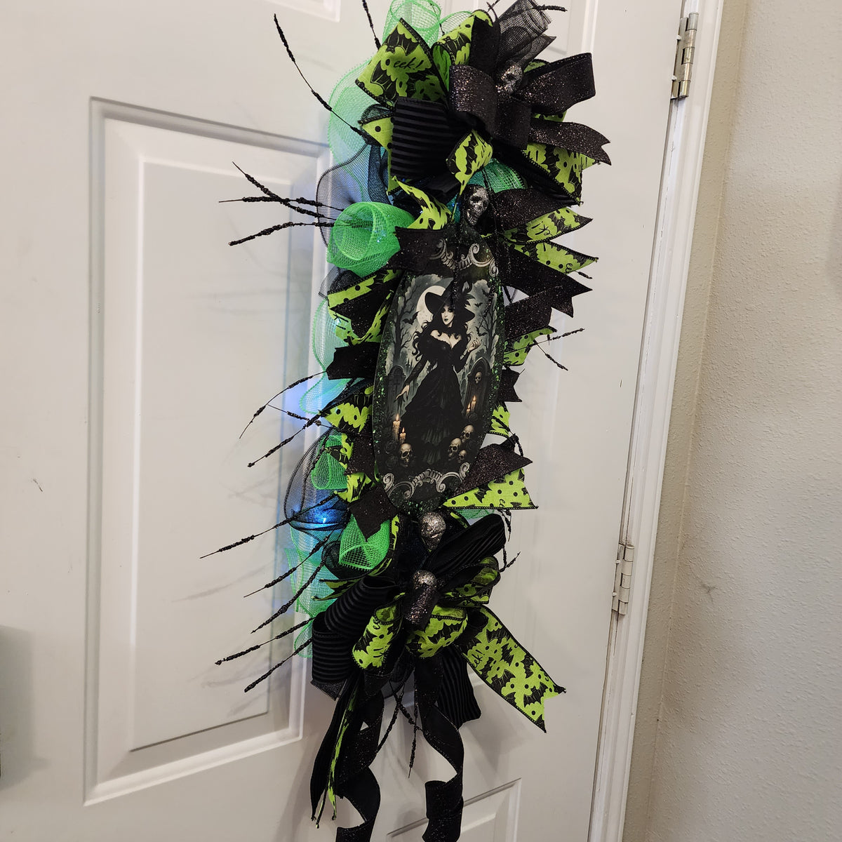Swag on door - side angle view