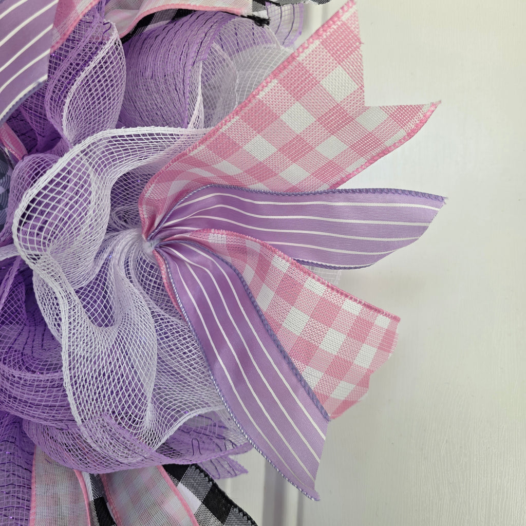Purple Pumpkin Welcome Fall Wreath - left side angle view