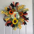 God Says You Are Sunflower Wreath - full front view on white door