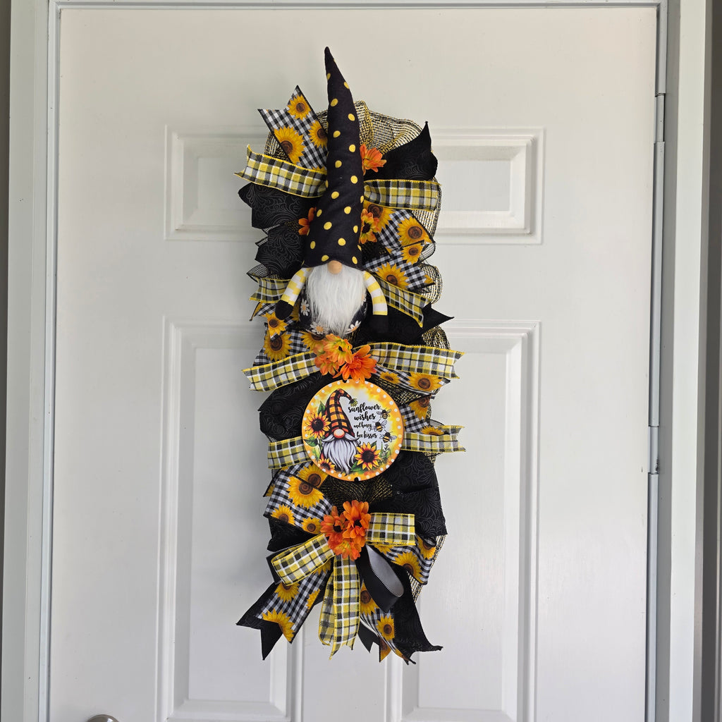 Sunflower Wishes & Honey Bee Kisses Gnome Door Swag