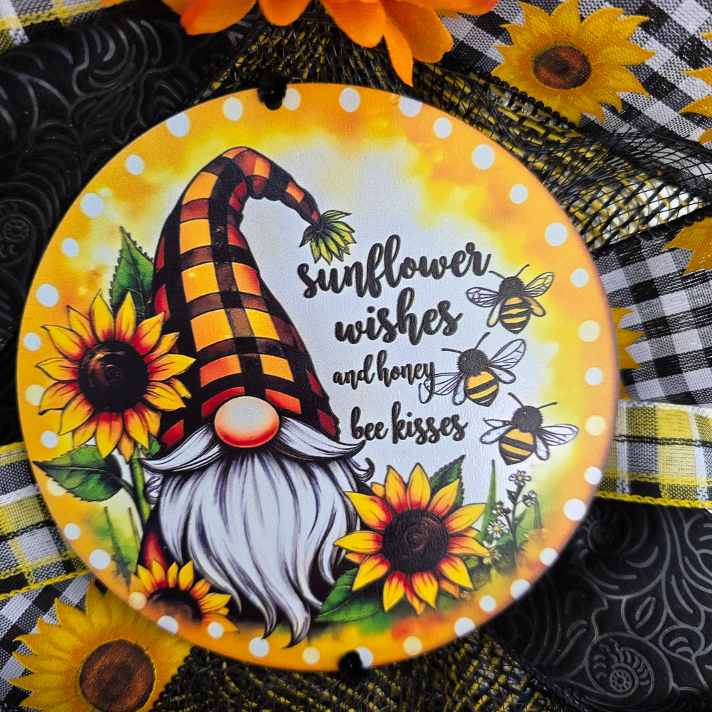 Sunflower Wishes & Honey Bee Kisses Gnome Door Swag