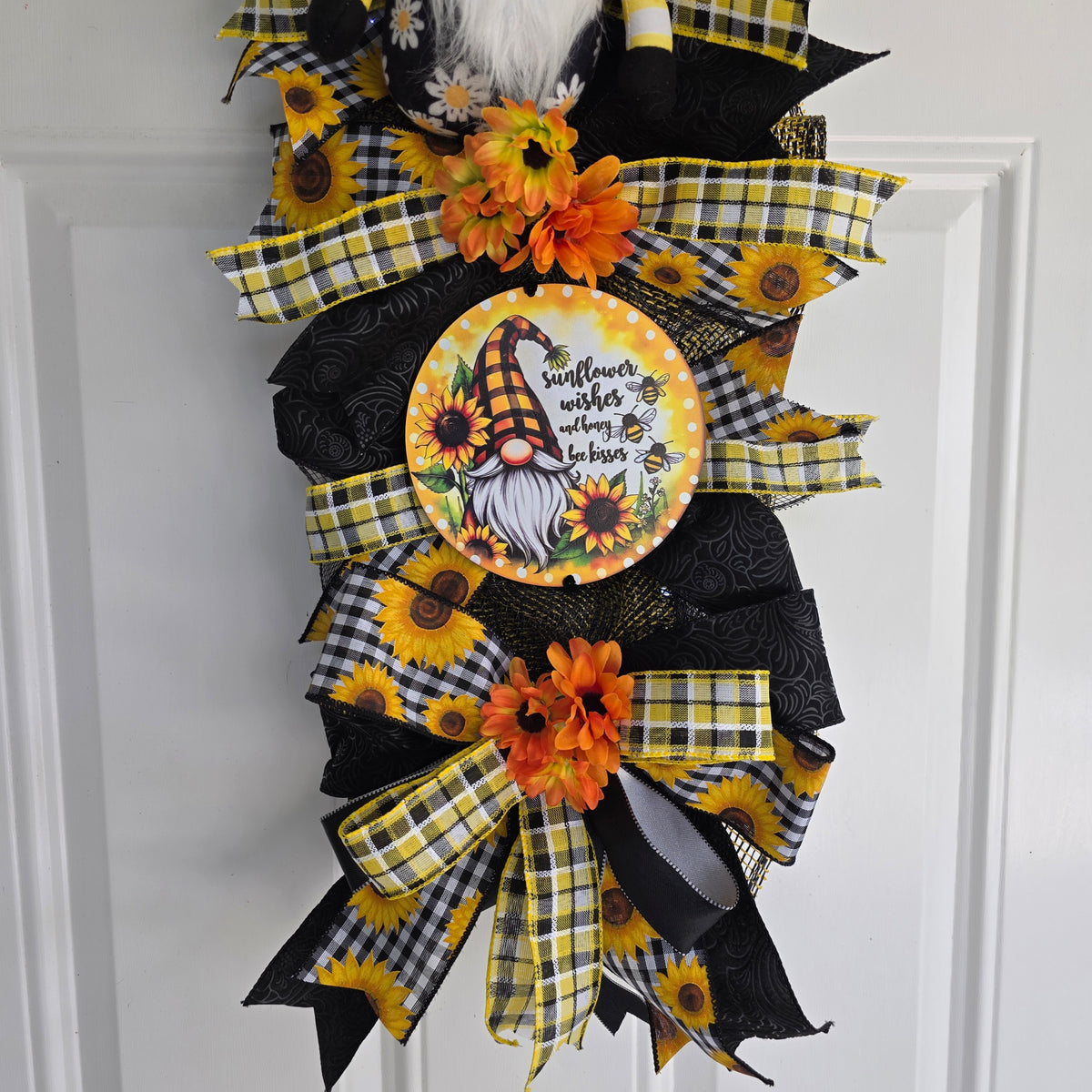 Sunflower Wishes & Honey Bee Kisses Gnome Door Swag