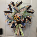 Rise N' Shine Rooster Sunflower Farmhouse Wreath - top view