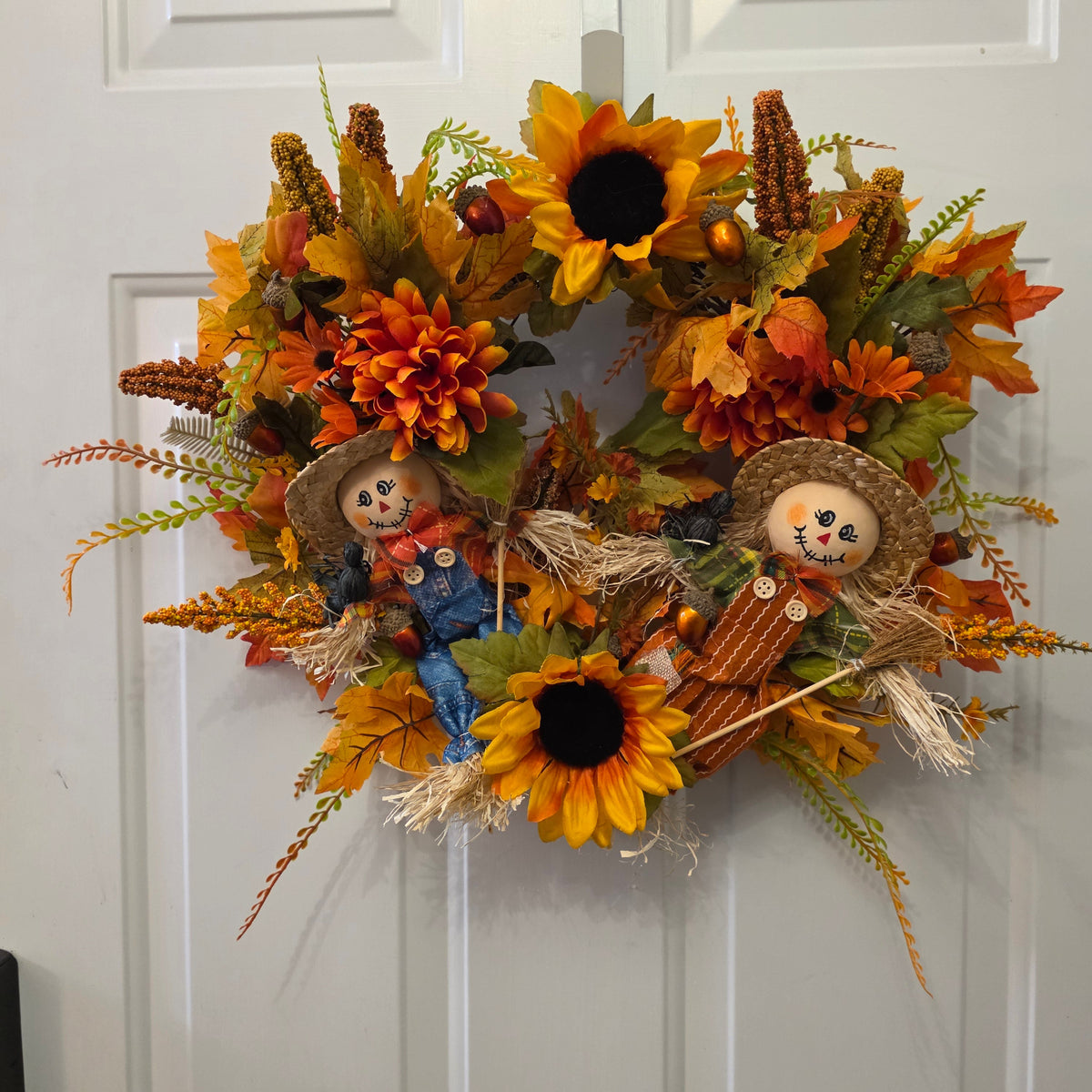 Fall Scarecrow Sunflower Grapevine Wreath