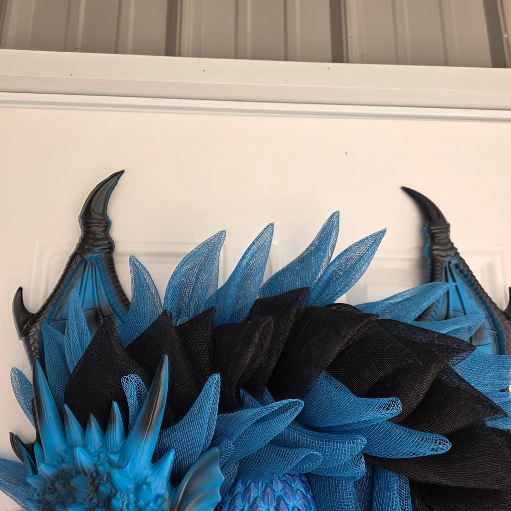 Blue Dragon Wreath with Lighted Flames & Dragon Egg
