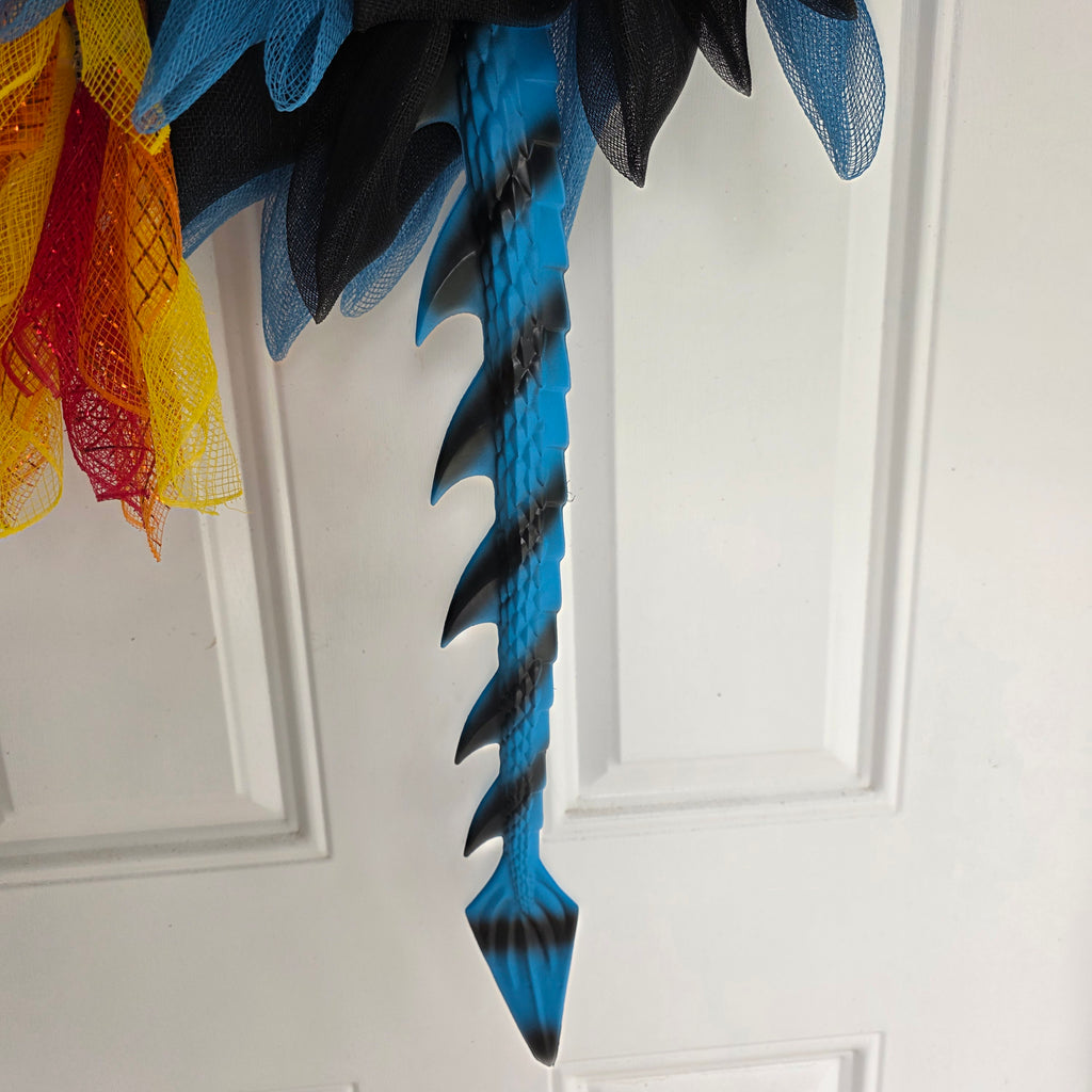 Blue Dragon Wreath with Lighted Flames & Dragon Egg
