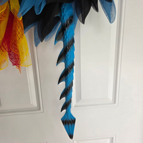 Blue Dragon Wreath with Lighted Flames & Dragon Egg