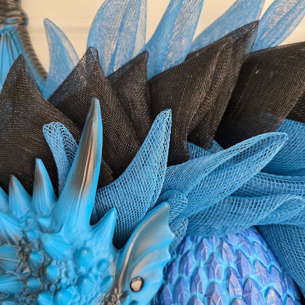 Blue Dragon Wreath with Lighted Flames & Dragon Egg