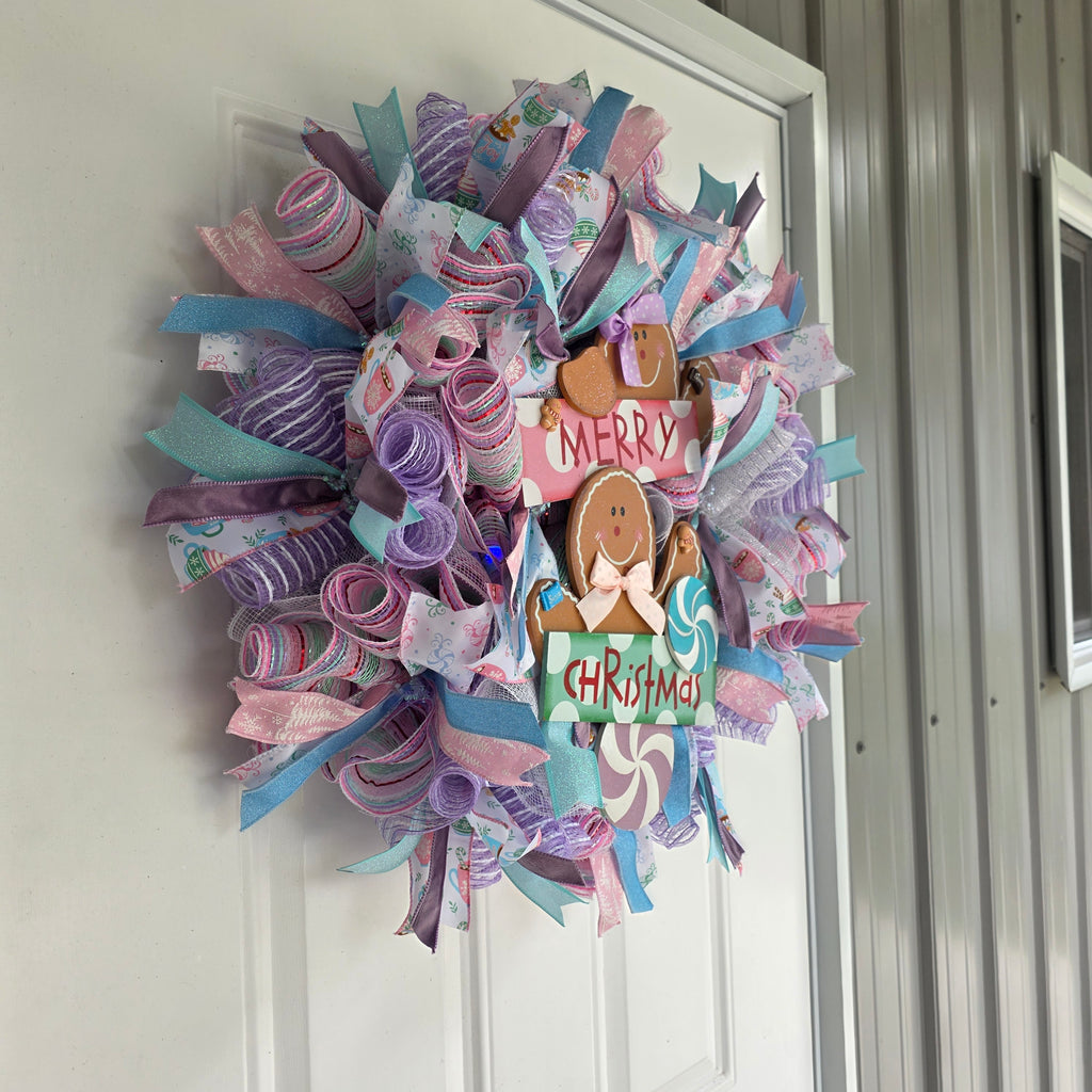 Pastel Gingerbread Christmas Wreath