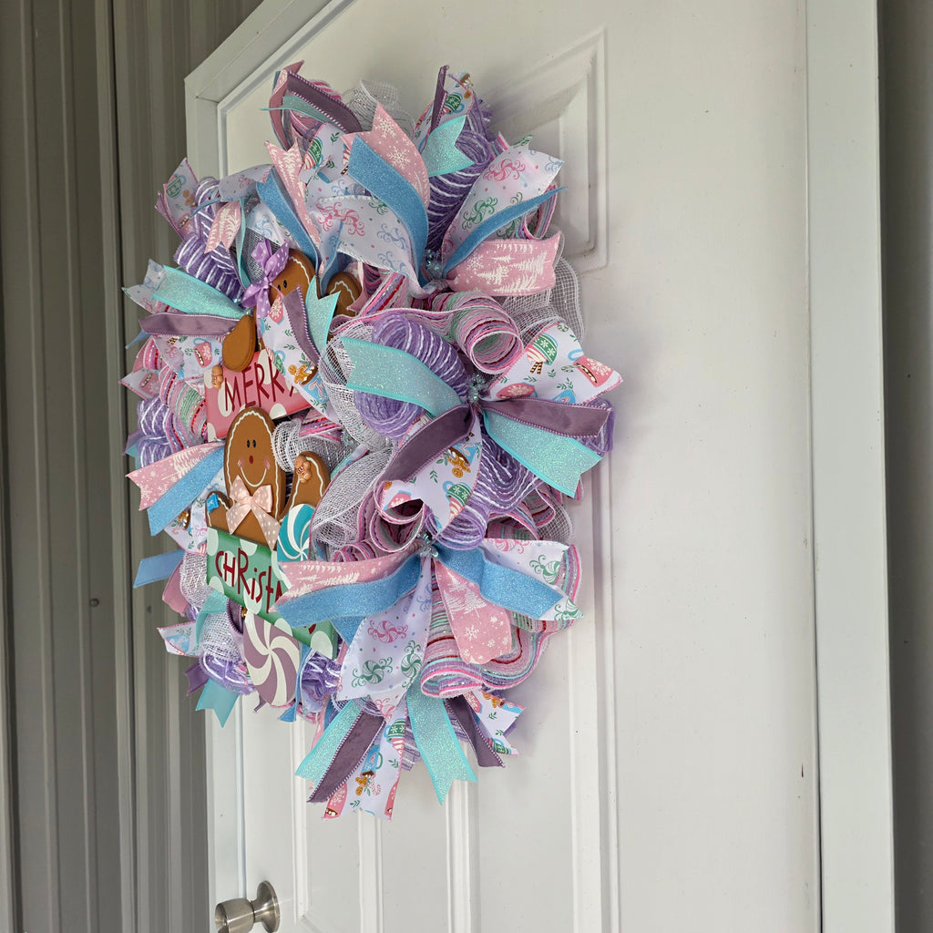 Pastel Gingerbread Christmas Wreath