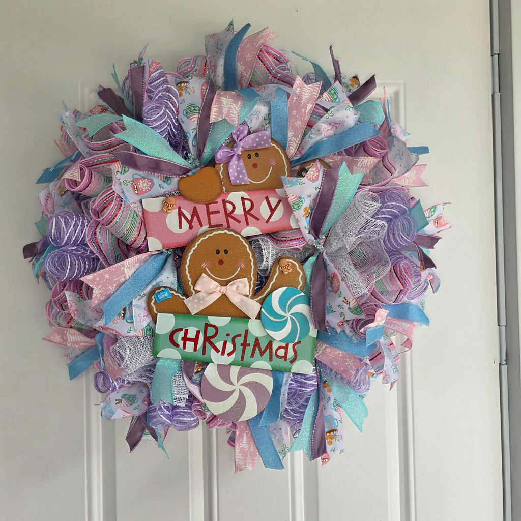 Pastel Gingerbread Christmas Wreath