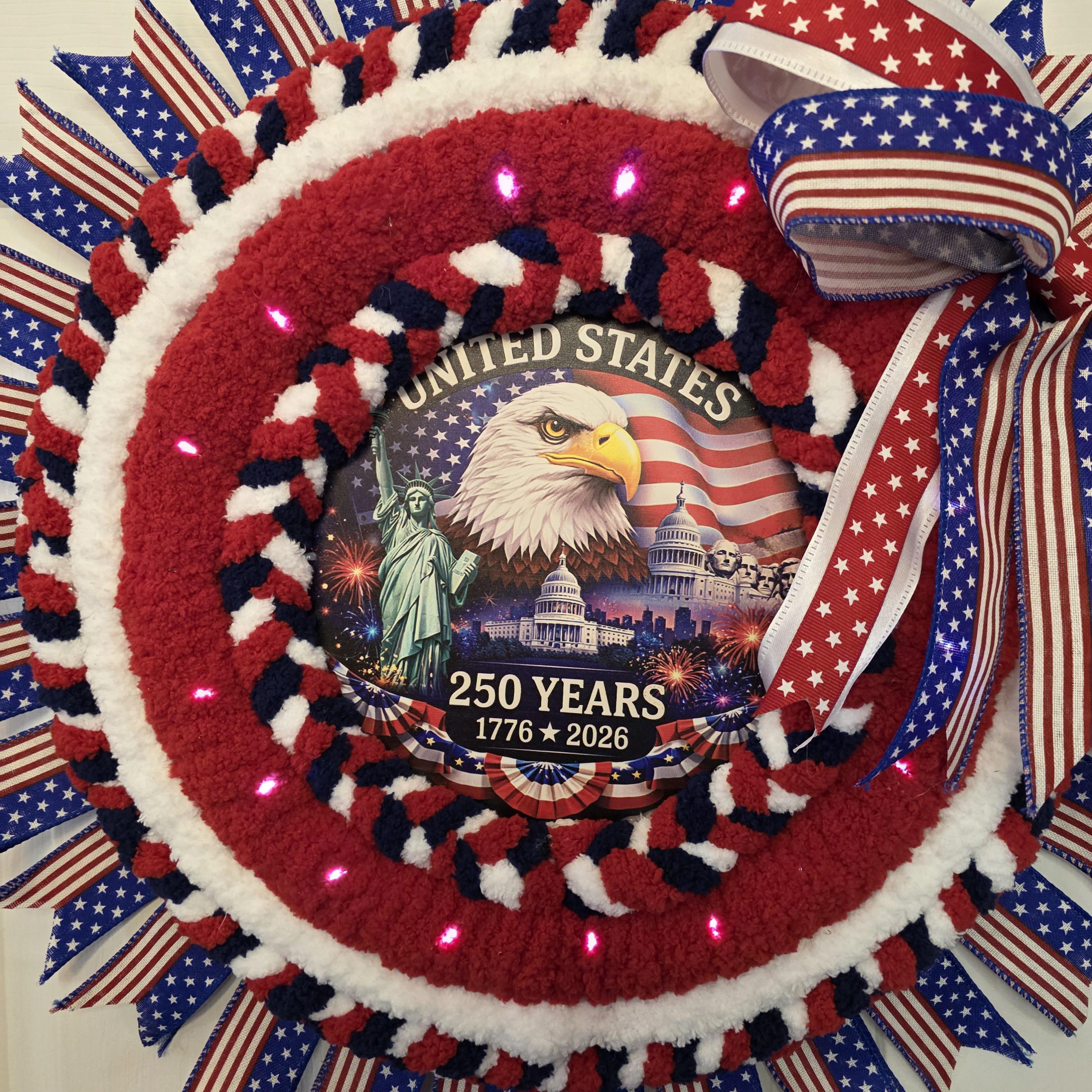 Patriotic Eagle Yarn Wreath