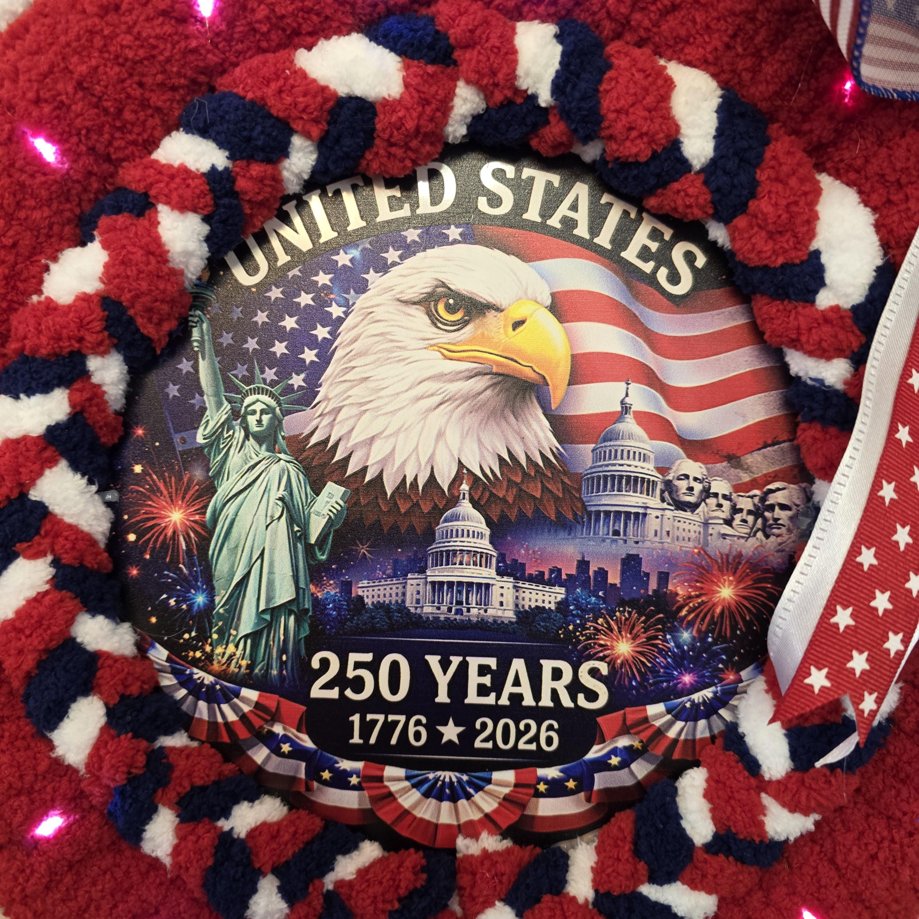 Patriotic Eagle Yarn Wreath