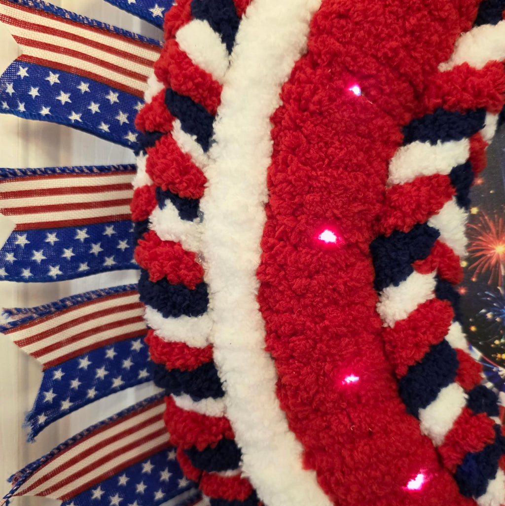 Patriotic Eagle Yarn Wreath