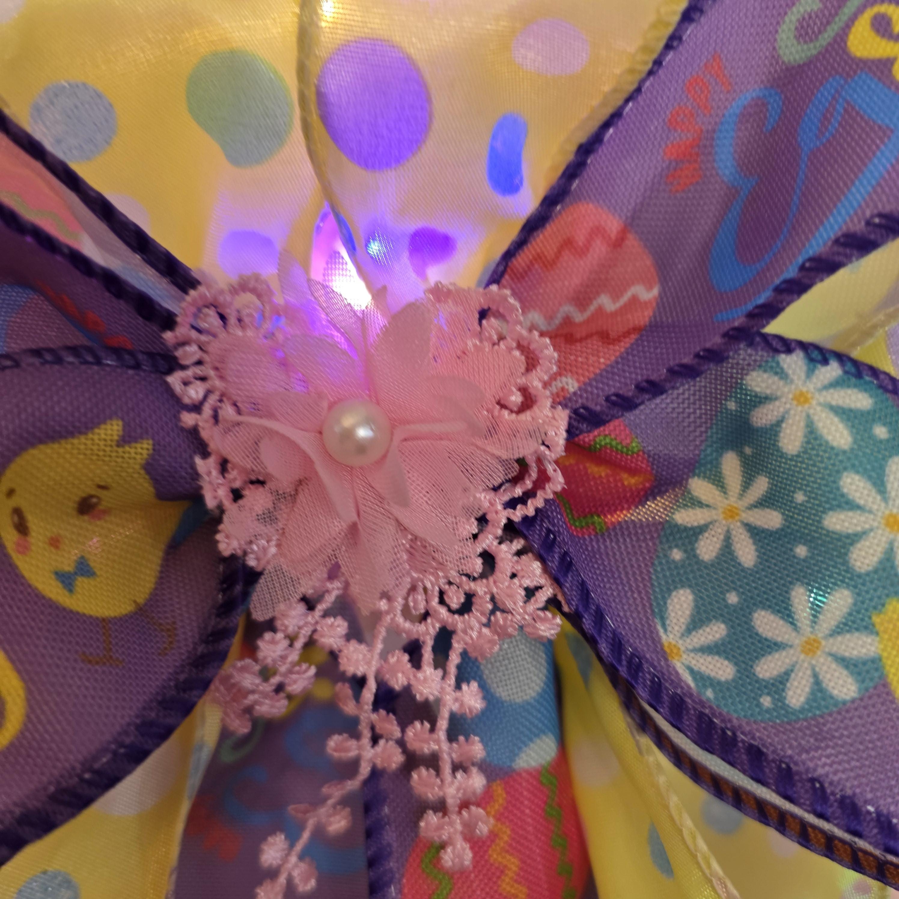 Pink Chenille Easter Bunny Door Hanger