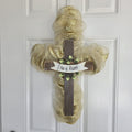 He Is Risen Gold Cross Wreath