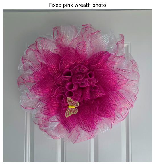 Lighted Pink Flower Wreath
