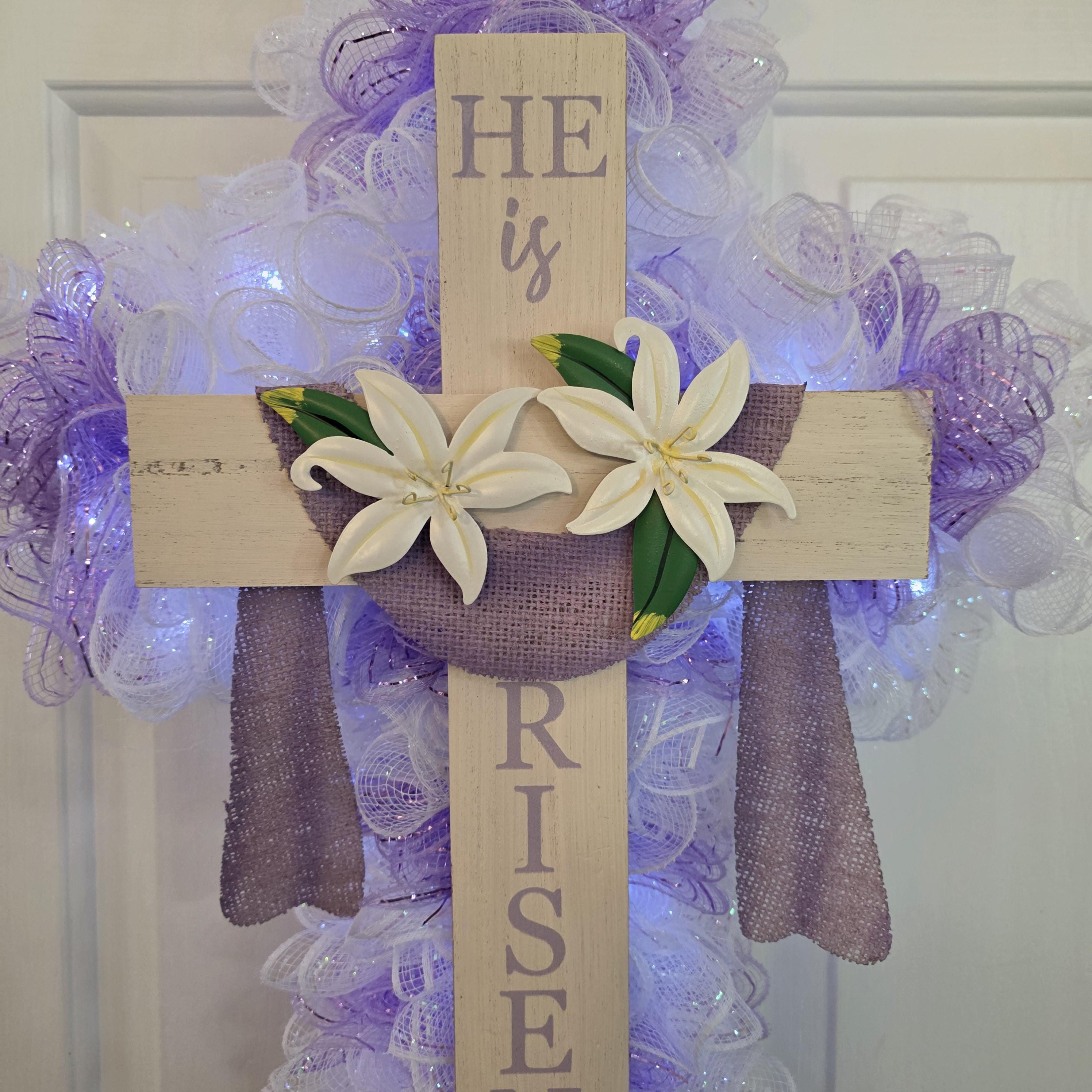 Lavender Easter Cross Wreath