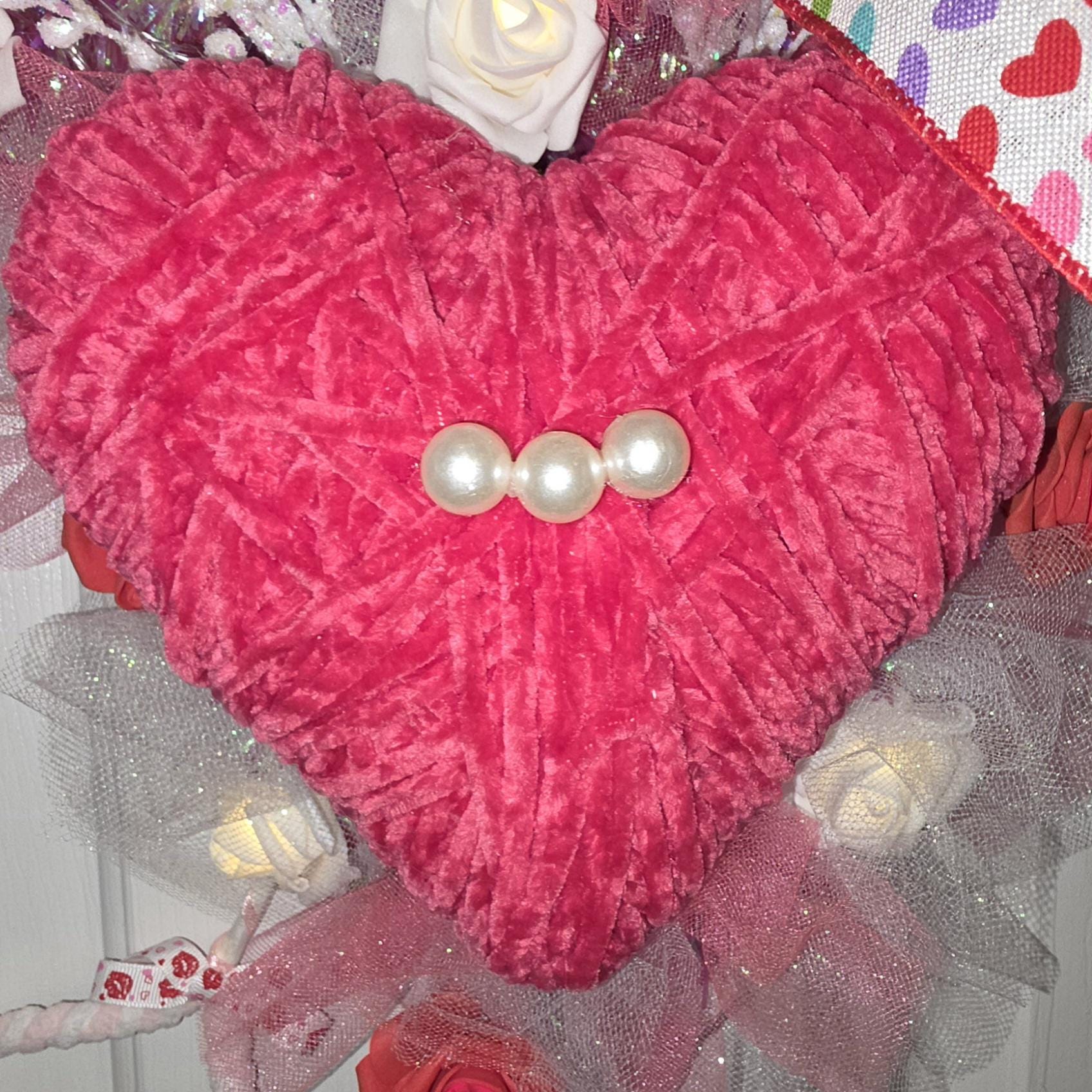 Lighted Heart Valentine Door Swag