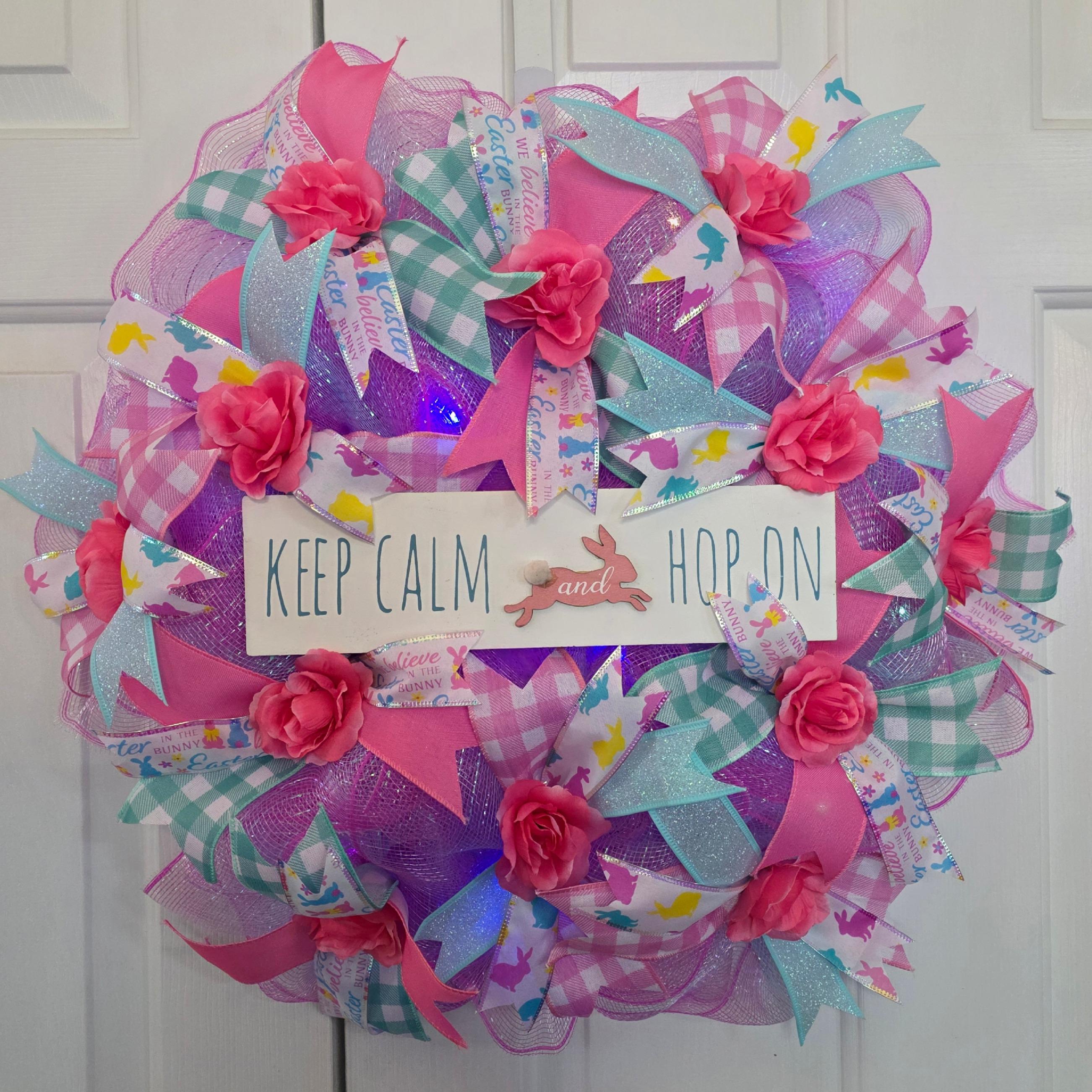 Easter Spring Floral Deco Mesh Wreath