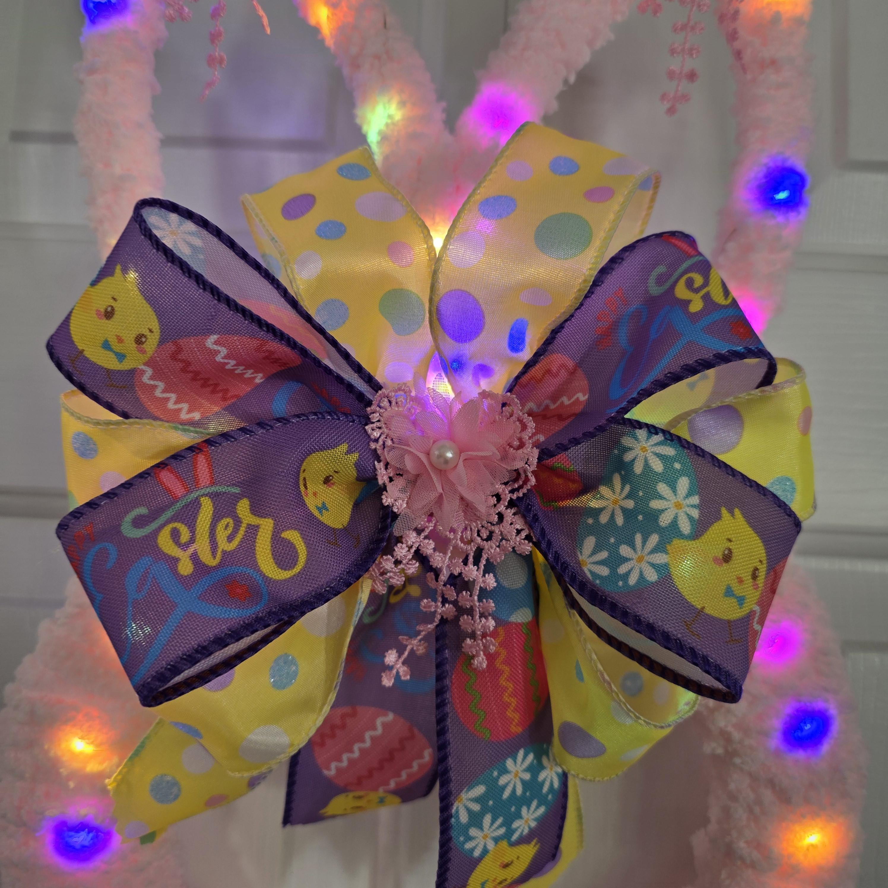 Pink Chenille Easter Bunny Door Hanger