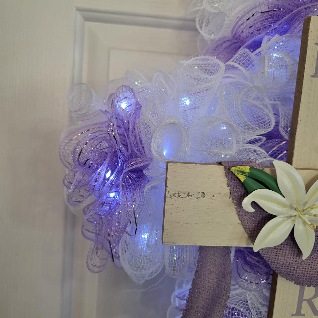 Lavender Easter Cross Wreath