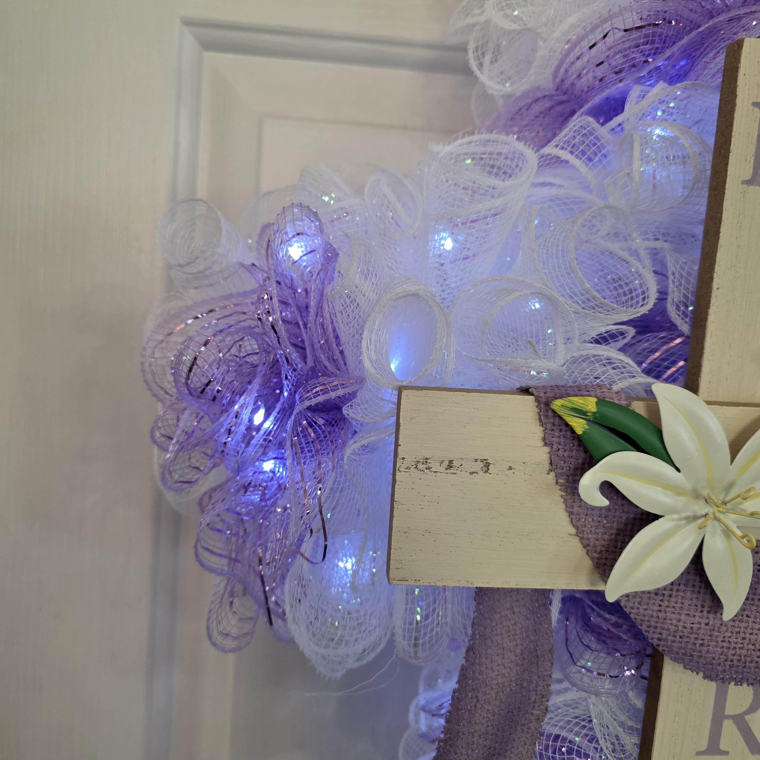 Lavender Easter Cross Wreath
