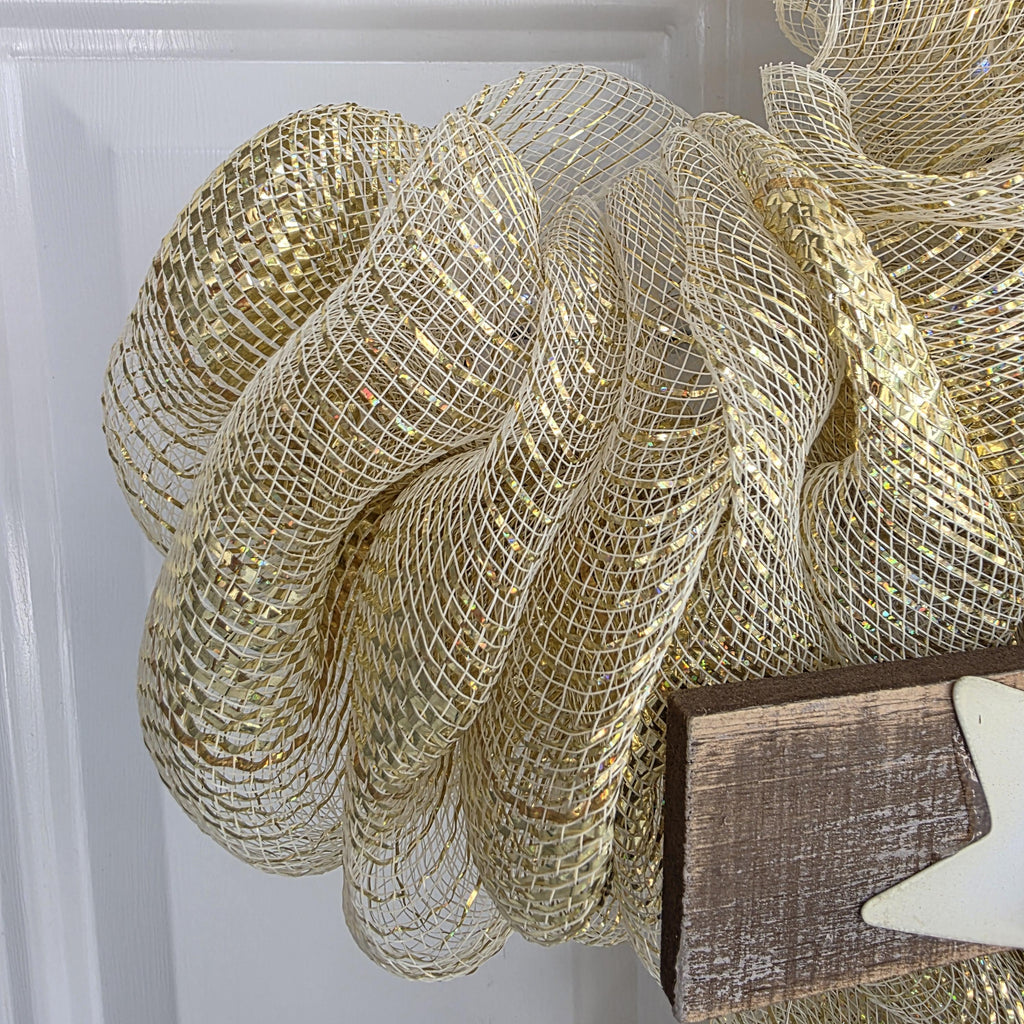 He Is Risen Gold Cross Wreath