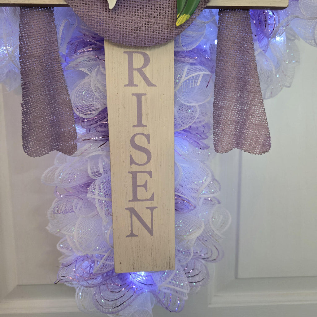 Lavender Easter Cross Wreath
