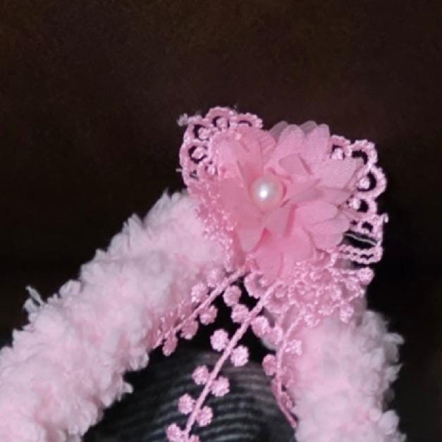 Pink Chenille Easter Bunny Door Hanger