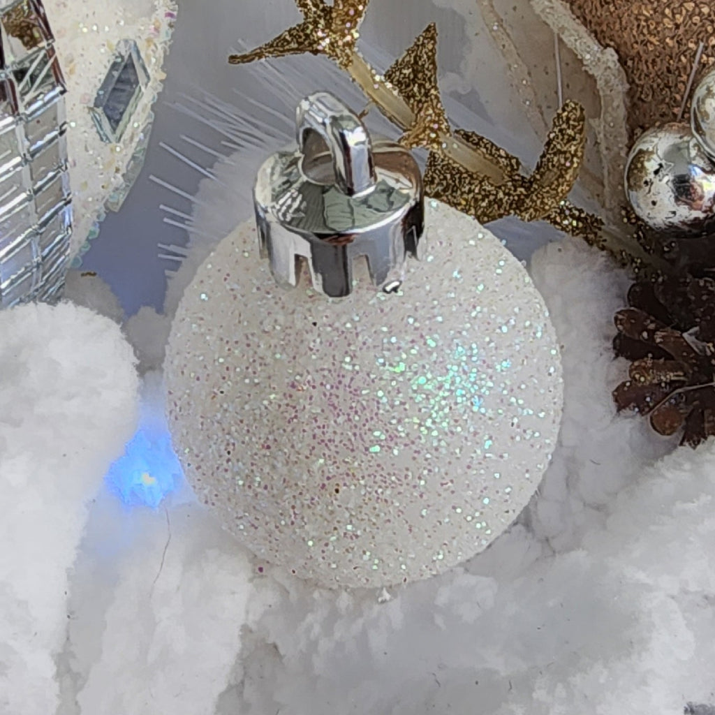 Mini glitter ball ornament close-up