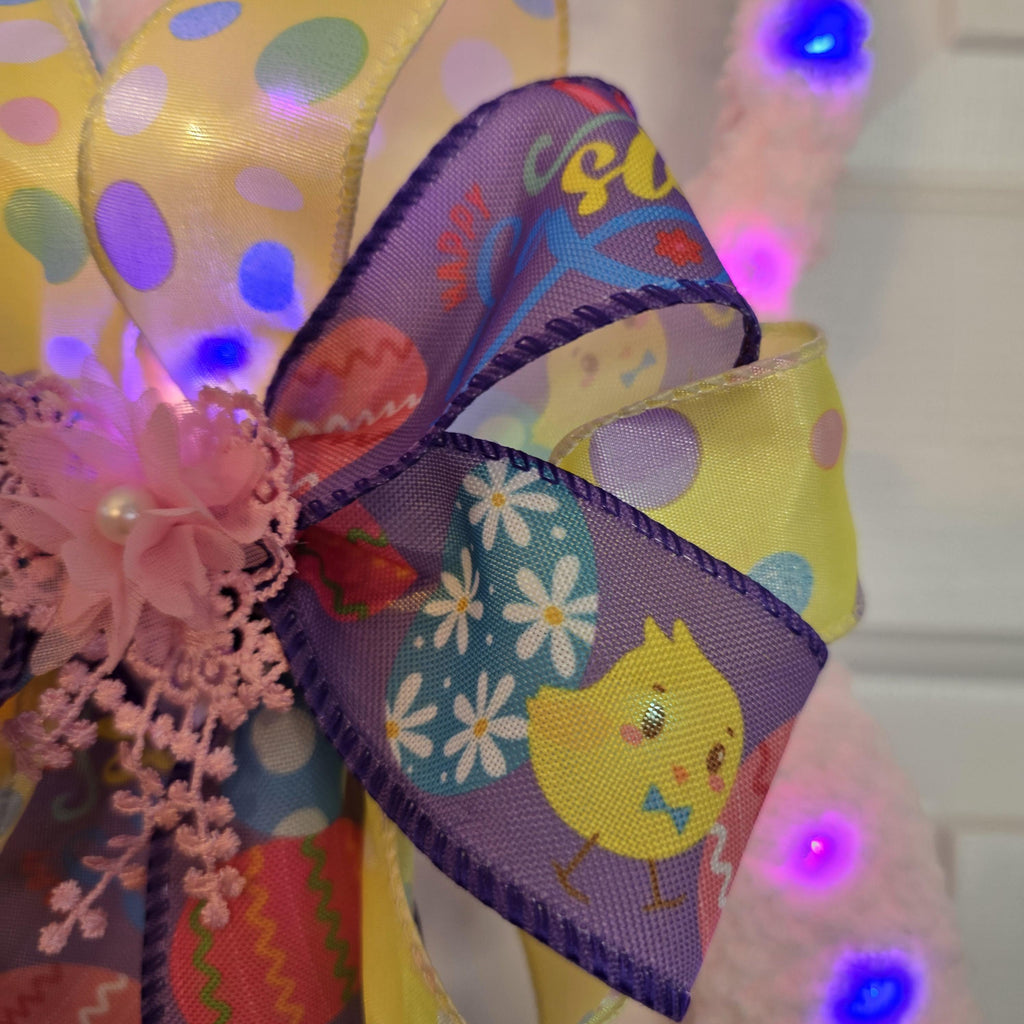 Pink Chenille Easter Bunny Door Hanger