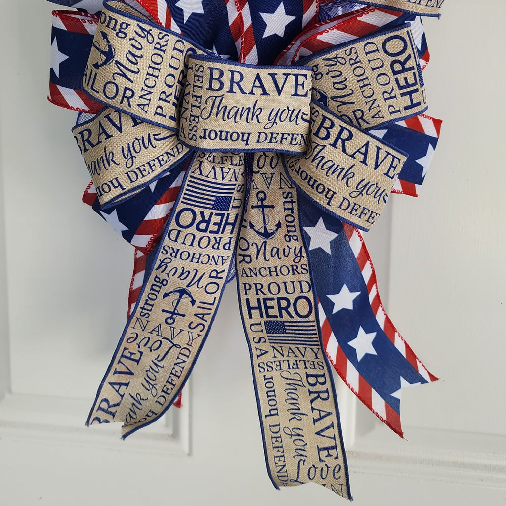 Navy Pride Patriotic Door Swag