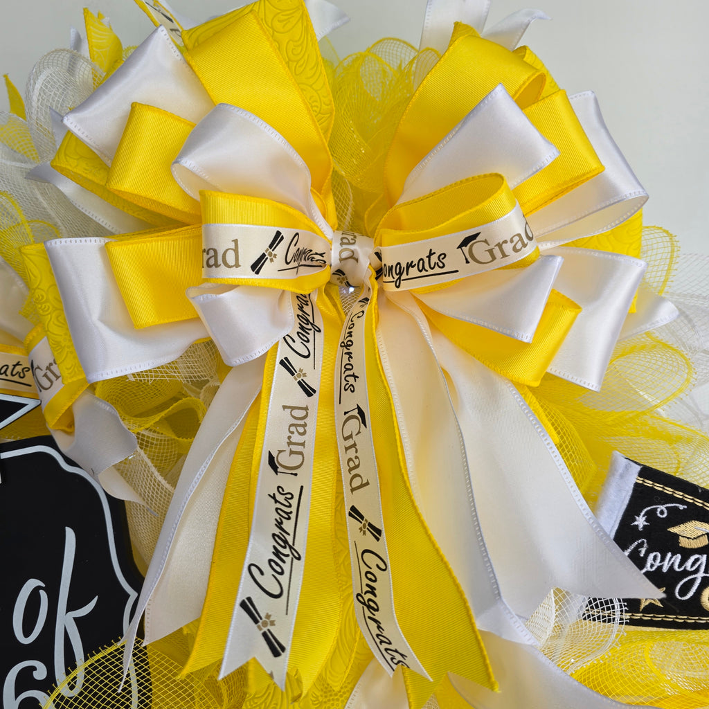 Yellow & White Graduation Wreath Class of 2026