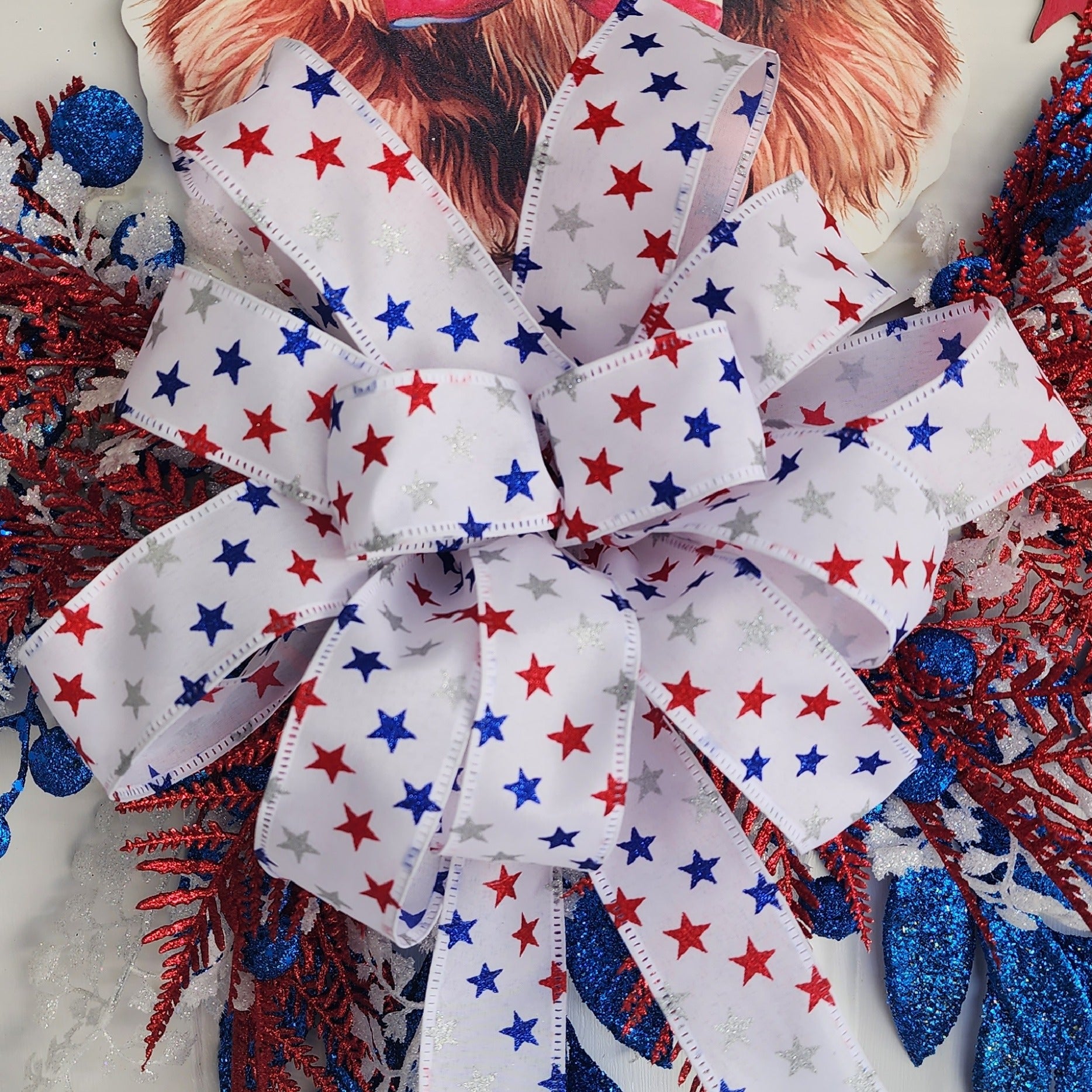 Patriotic Highland Cow Wreath