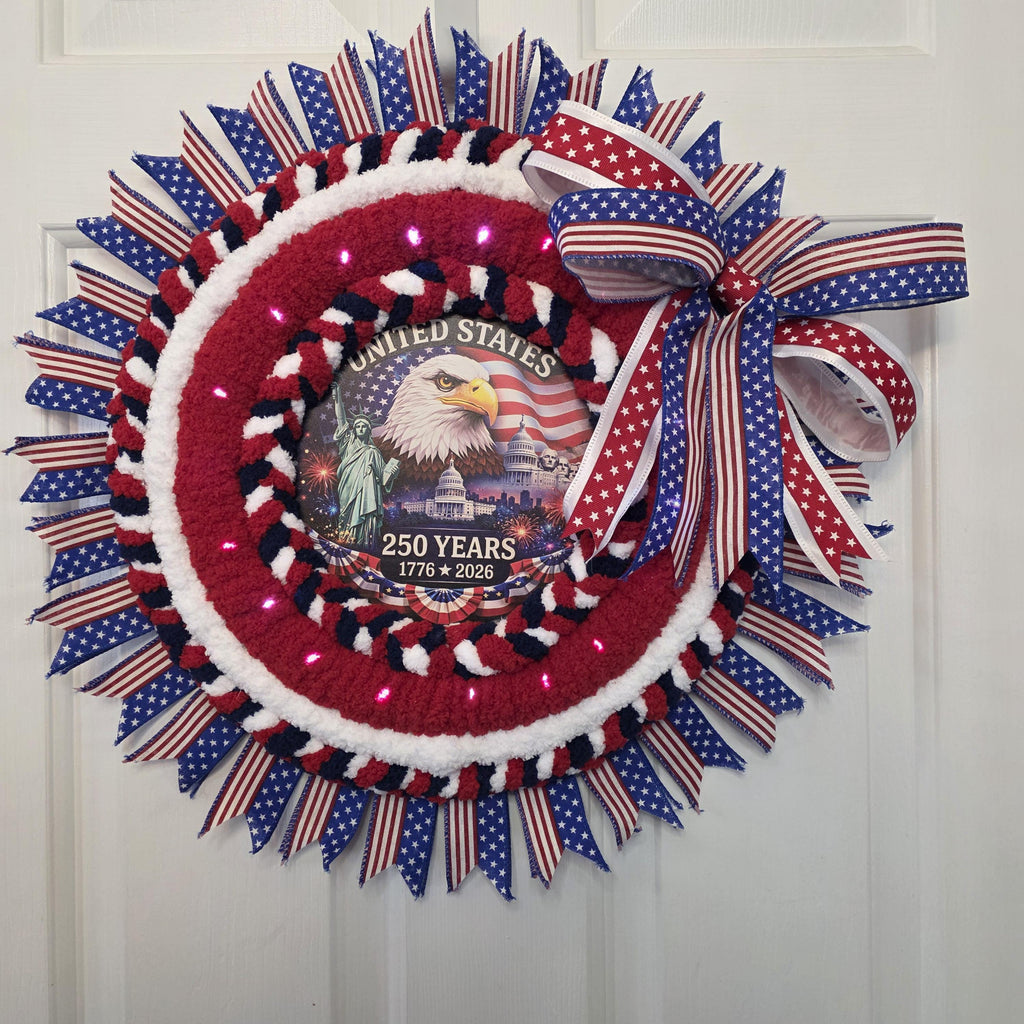 Patriotic Eagle Yarn Wreath