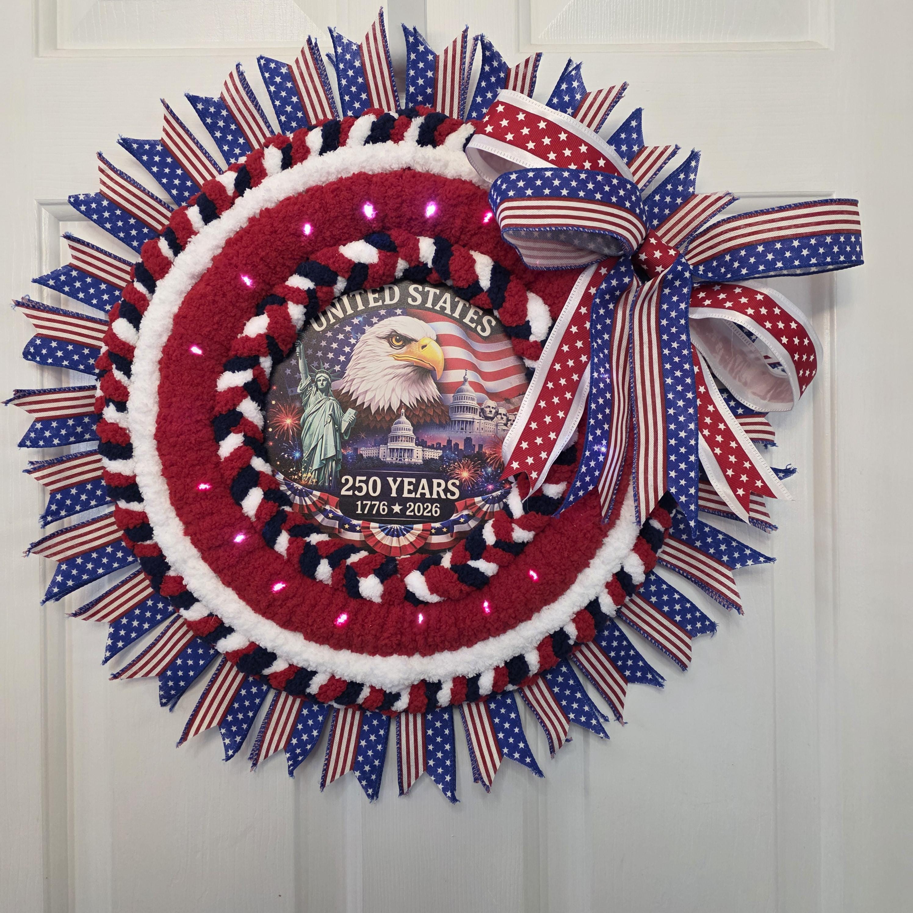 Patriotic Eagle Yarn Wreath
