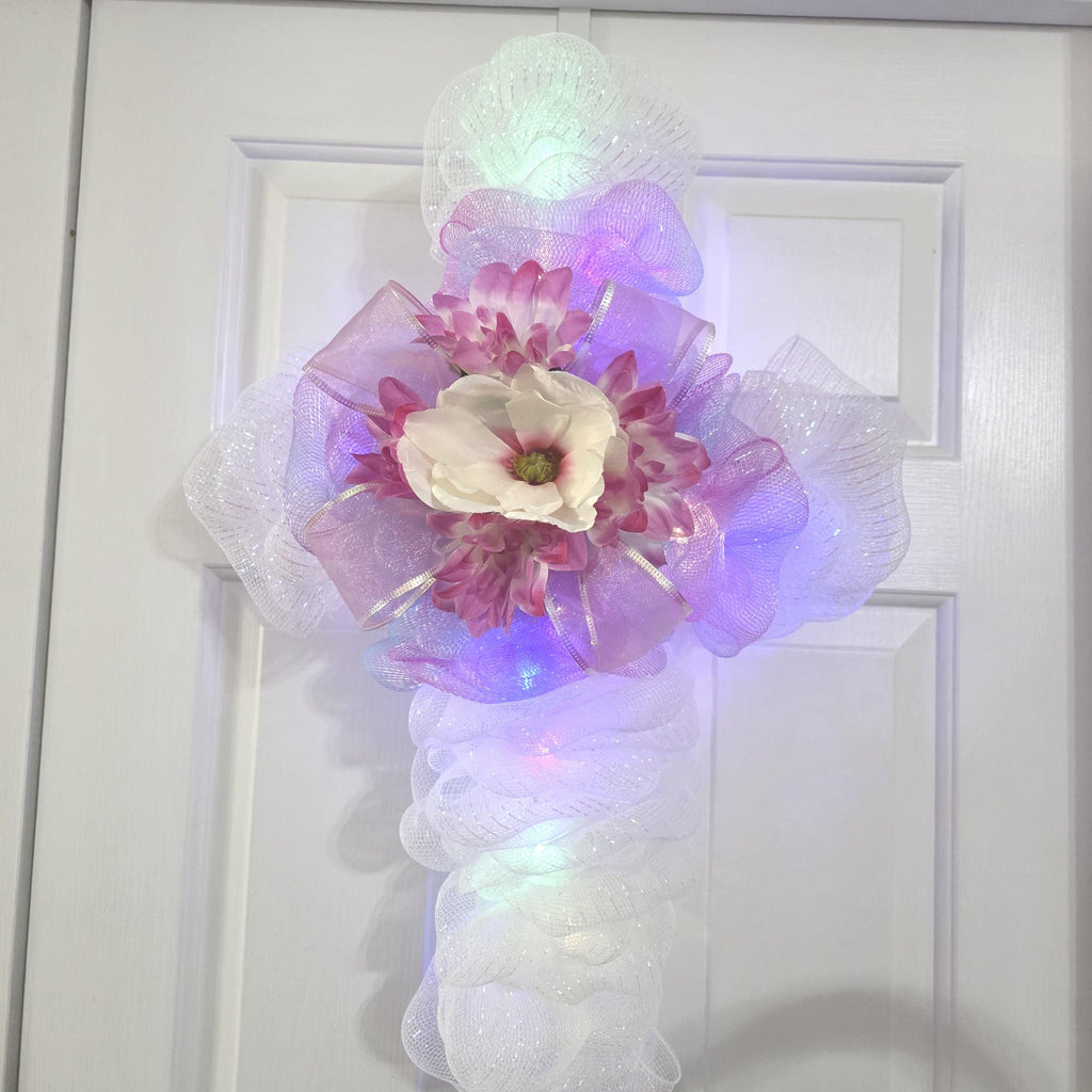 Floral Easter Cross Swag