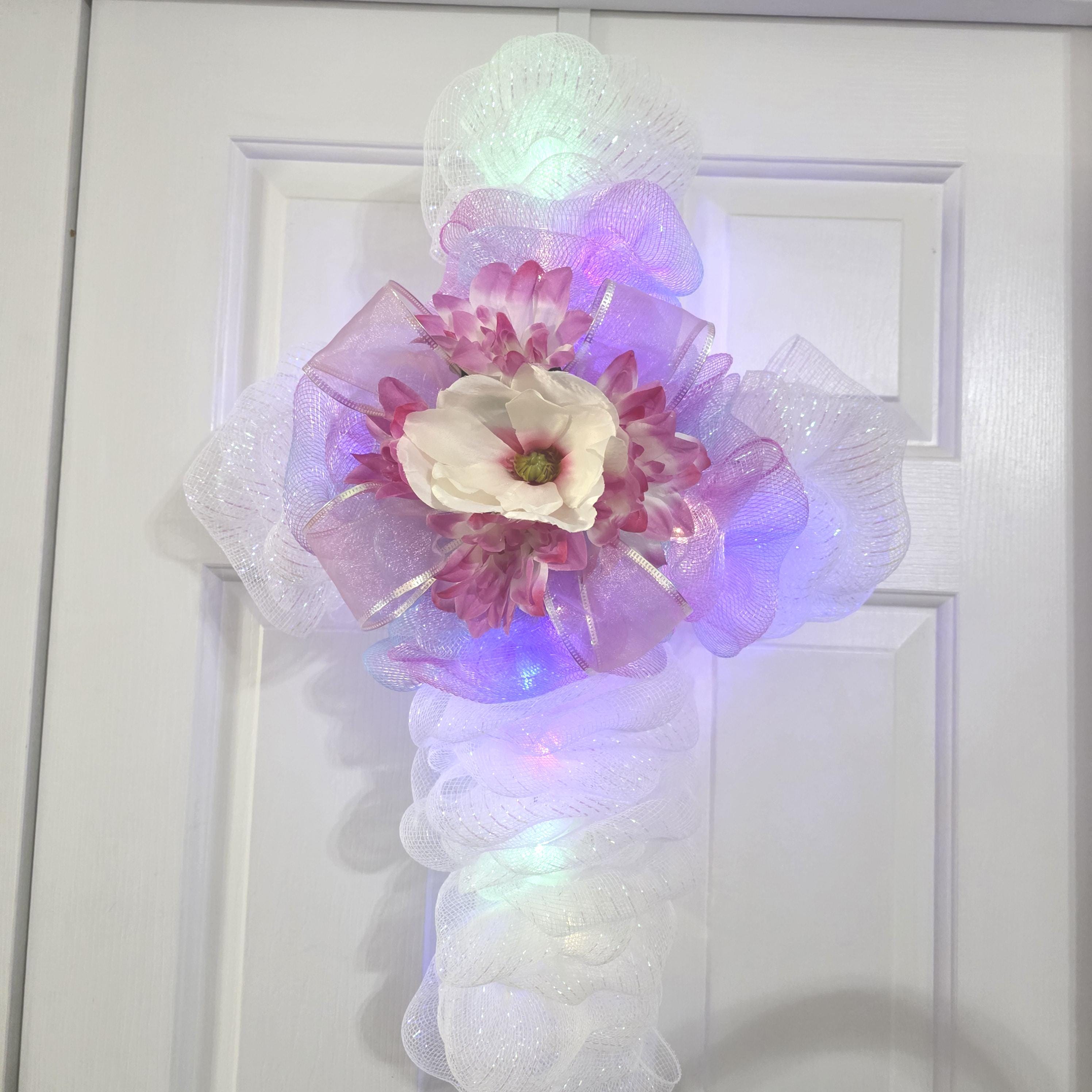 Floral Easter Cross Swag