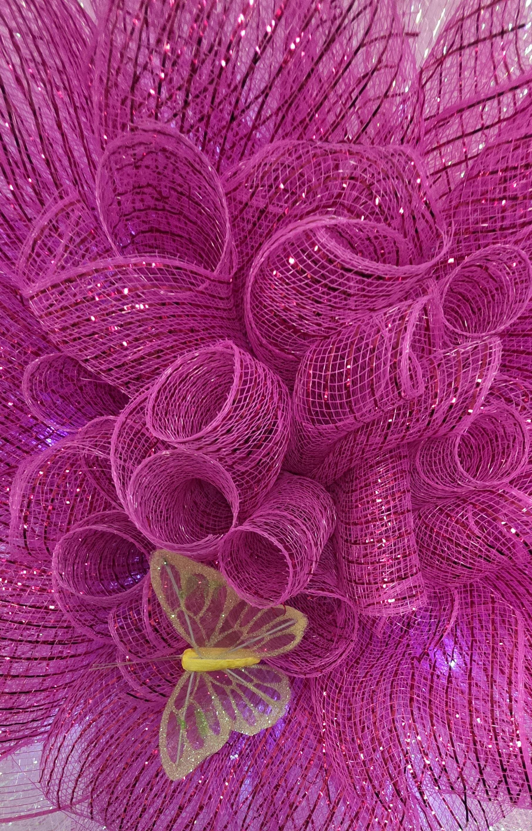 Lighted Pink Flower Wreath