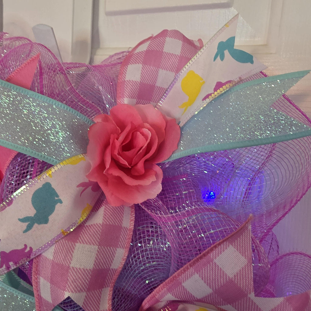 Easter Spring Floral Deco Mesh Wreath