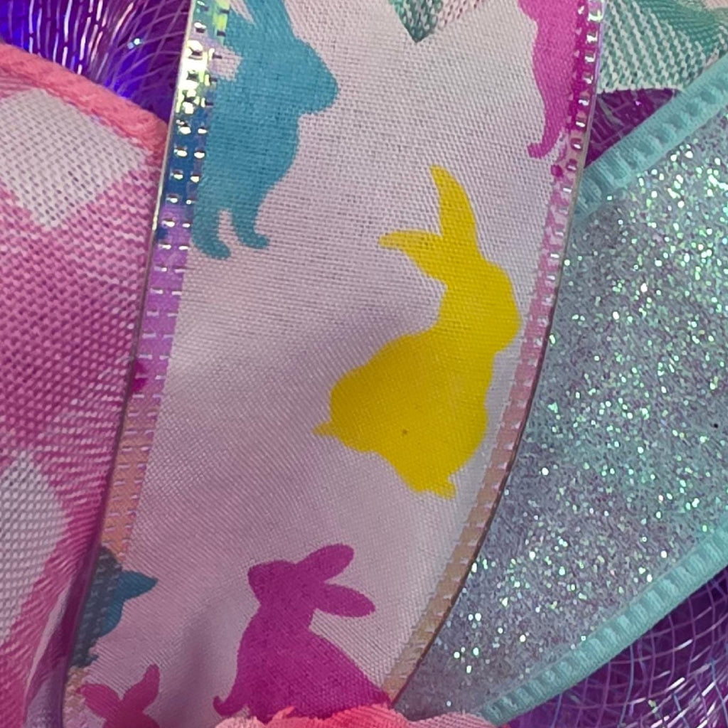 Easter Spring Floral Deco Mesh Wreath