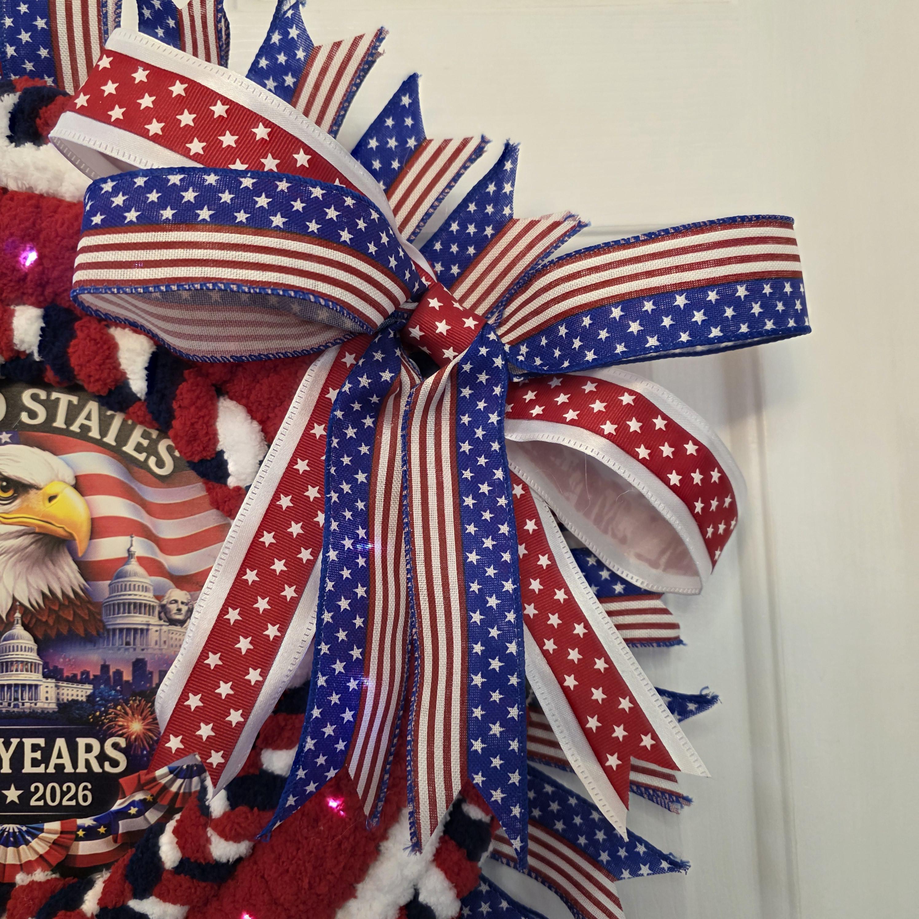 Patriotic Eagle Yarn Wreath