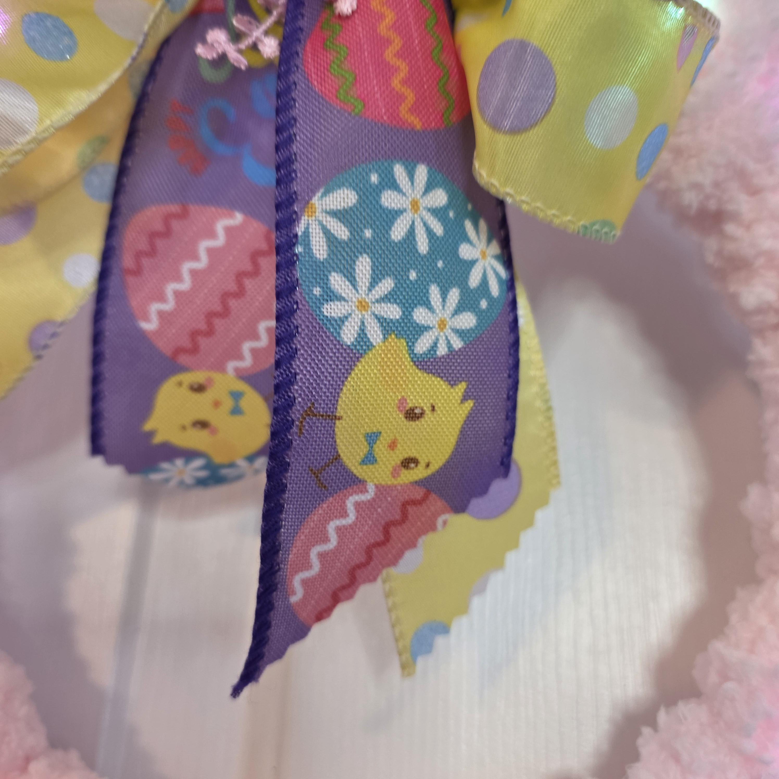 Pink Chenille Easter Bunny Door Hanger